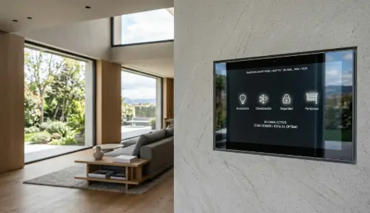 Pantalla de control domótico en vivienda inteligente en Pamplona